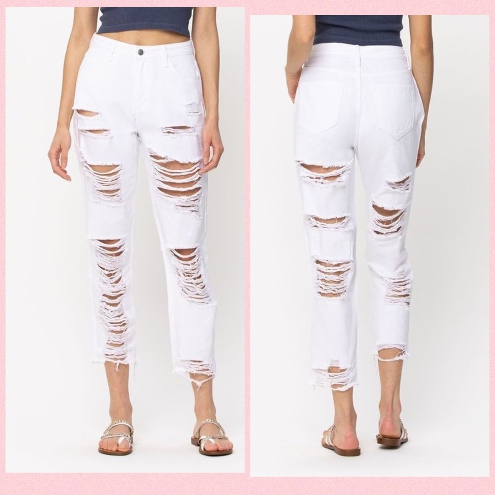 🔥CELLO🔥HIGH RISE DISTRESSED JEANS - Picture 3 of 4